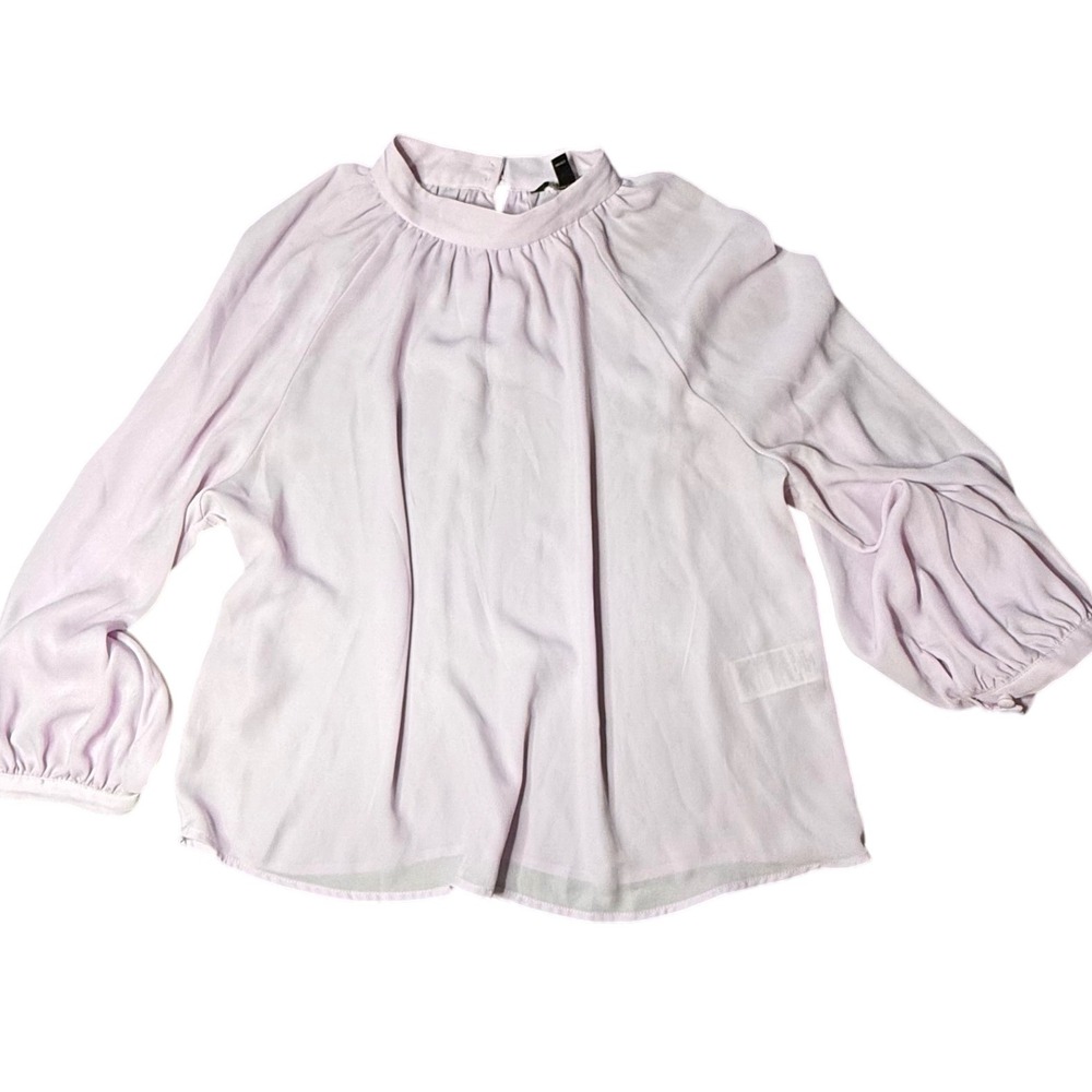 Lilac Banana Republic Blouse Top Long Sleeve Sheer Lavender Petite L